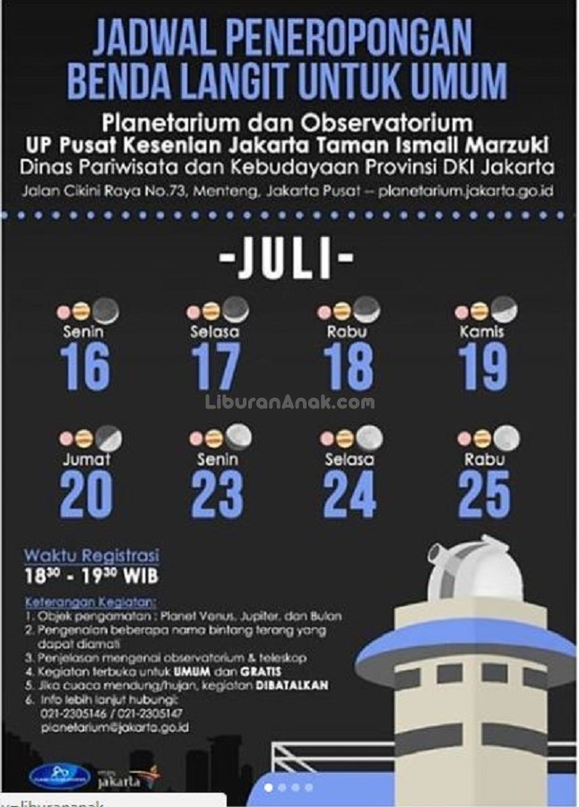 Peneropongan Benda Langit untuk Umum - Juli 2018